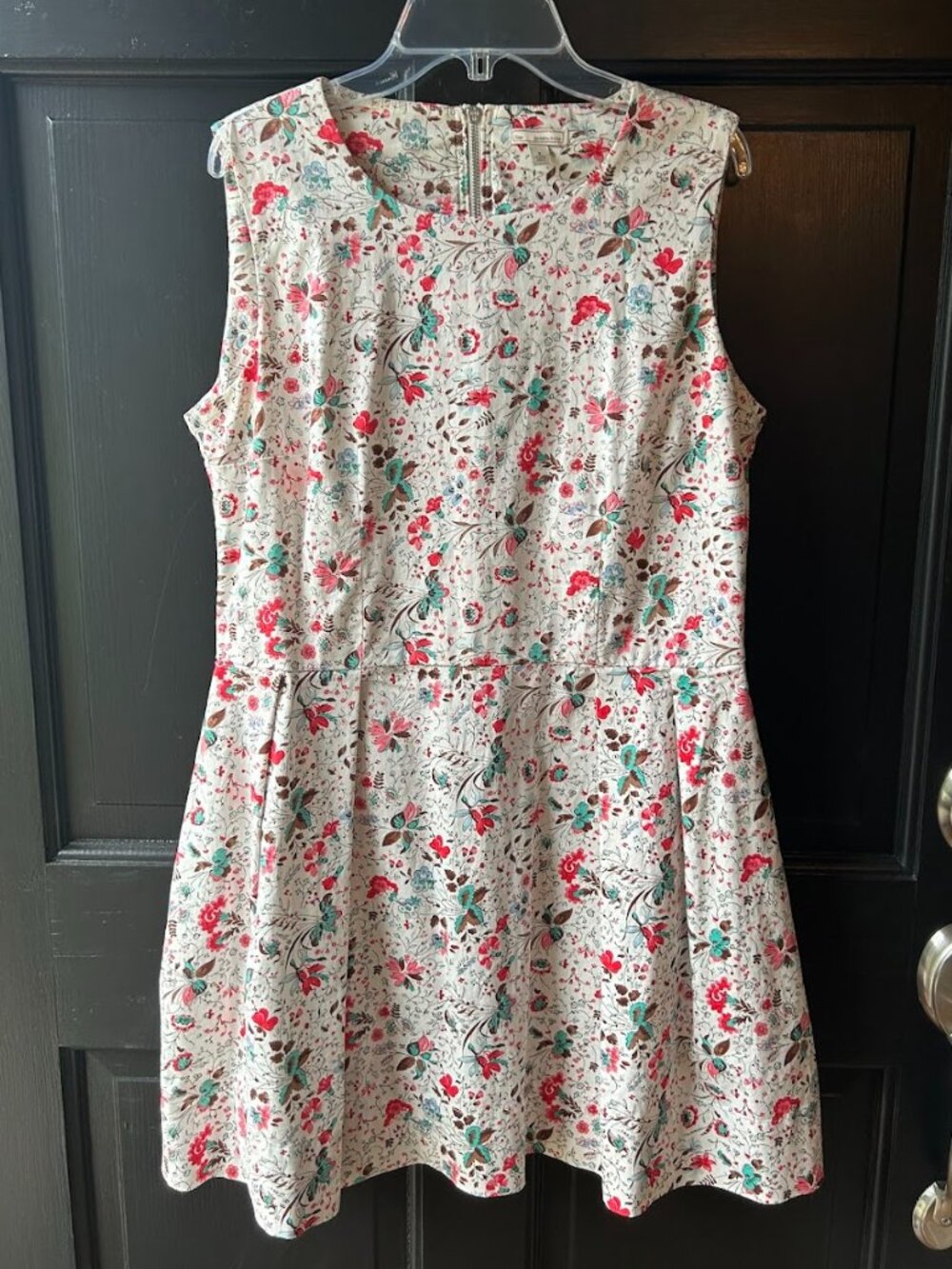 Gap Dress In Floral Pastel Pattern Skater Style Size 8 Petite Soft Cotton Zipper